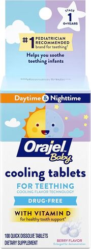 Orajel Baby Cooling Tablets for Teething with Vitamin D, 100 Quick Dissolve Tablets,White in Saudi Arabia