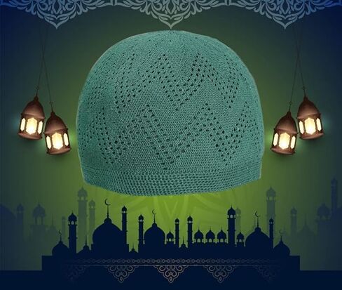 Kufi Hat for Men, Islamic Muslim Prayer Cap, Breathable Cotton Skull Cap, Traditional Taqiyah Takke, Crochet Cap in Saudi Arabia