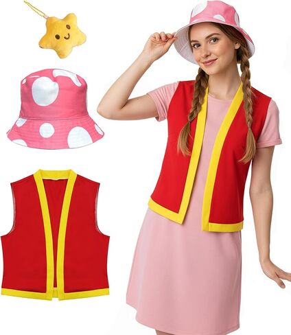 العلجوم زي الكبار Toadette العلجوم سترة الفطر قبعة للجنسين زي هالوين تنكري النساء الرجال حزب اللباس مجموعة in Kuwait