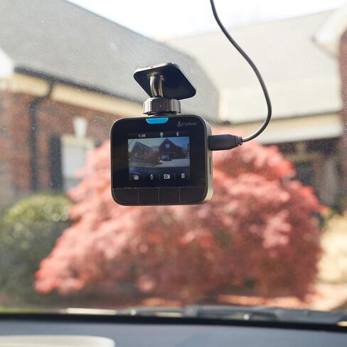 Cobra Dash Camera DASH2316D - 1080p Full HD Front Cam and 720p HD Rear Cam, 16GB MicroSD Included, iRadar Bluetooth Connectivity, Loop Recording, G-Sensor Auto Accident Detection, 2 Inch Screen, Black in Saudi Arabia