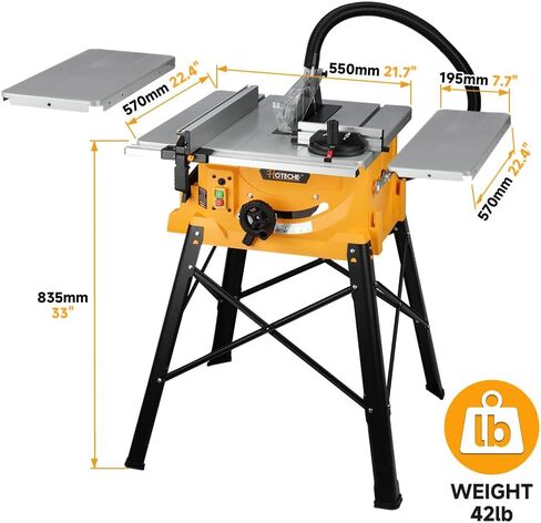 Hoteche 10-Inch Table Saw 15-Amp Benchtop Jobsite Saw Powerful and Precise Woodworking Tool with Extension Tables and Stand in Saudi Arabia