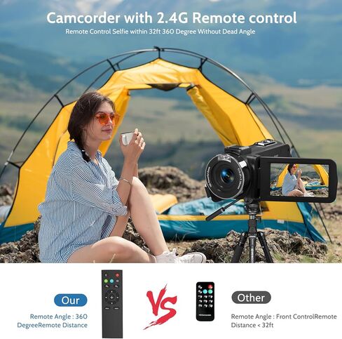 8K فيديو كاميرا كاميرا كاميرا الفيديو ، 64 ميجابكسل ، كاميرا Vlogging Vision Vision ، 18x Zoom 3.0 "شاشة WiFi Camcorder لـ YouTube مع الميكروفون ، وغطاء العدسة ، و stablizer ، وبطاقة SD 64GB ، وبطارية واحدة 4500 مللي أمبير في الساعة in Kuwait