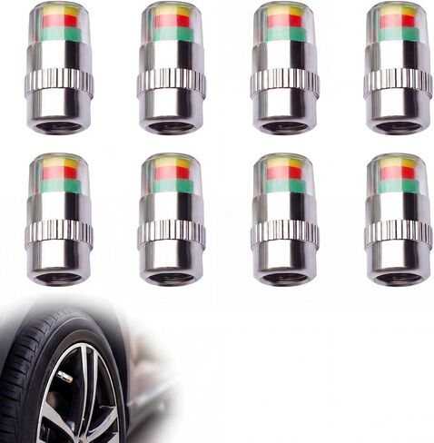 ANKIA 8Pcs Car Tire Pressure Monitor Valve Stem Caps Sensor Indicator 3 Color Eye Alert (2.0Bar 30PSI) in Saudi Arabia