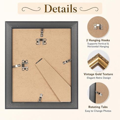 5x7 Vintage Picture Frame with 4x6 Mat Set of 4, Elegant Retro 5 by 7 Photo Frame with Shatter-Resistant Plexiglass for Wall or Tabletop Display, Gallery Decor & Gift, Gold, 4 Pack in Saudi Arabia