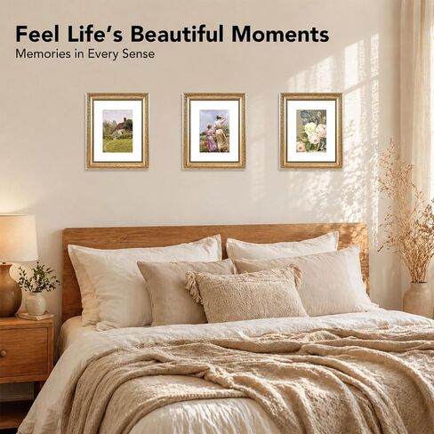 5x7 Vintage Picture Frame with 4x6 Mat Set of 4, Elegant Retro 5 by 7 Photo Frame with Shatter-Resistant Plexiglass for Wall or Tabletop Display, Gallery Decor & Gift, Gold, 4 Pack in Saudi Arabia
