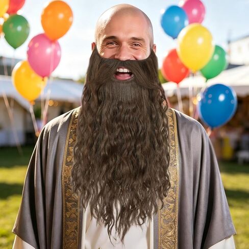 18 Inch Brown Fake Mustache Fake Beard Costume Funny Halloween Costumes for Cosplay Funny Costumes for Adults in Saudi Arabia