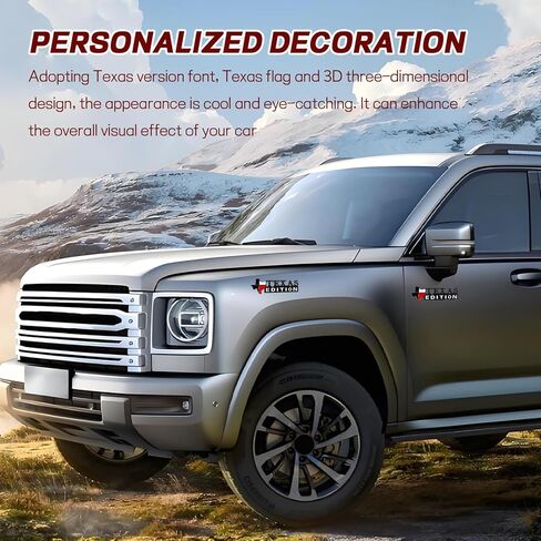 Hovom 2PCS Texas Edition شعار للسيارات، شارات معدنية ثلاثية الأبعاد لشارة تكساس للسيارات، ملصق نجمة وحيدة ذاتية اللصق لمصد صندوق السيارة، ملحقات السيارة للديكور الخارجي العالمي (فضي) in Kuwait