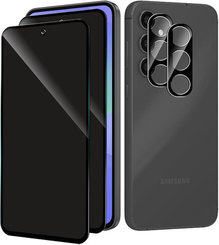 OWMGTS [2+2] Privacy Screen Protector for Samsung Galaxy A14 5G (2 Pack) Front Private Tempered Glass Screen Protector +(2 Pack) Camera Lens Protector, Anti-Scratch, [Anti-Spy] - Black in Kuwait