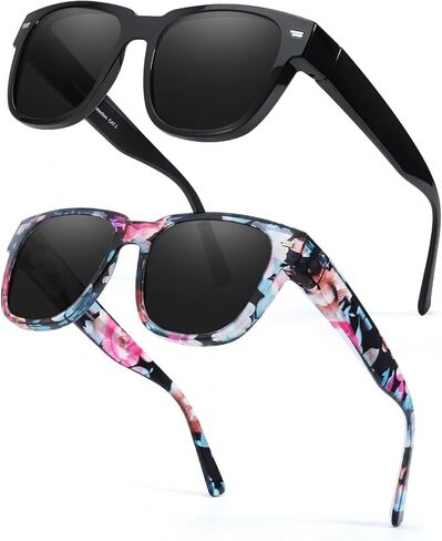 FIMILU 2PCS Polarized Sunglasses Fit Over Glasses for Women, Square Sunglasses for Driving & Outdoor UV400 Protection in Saudi Arabia