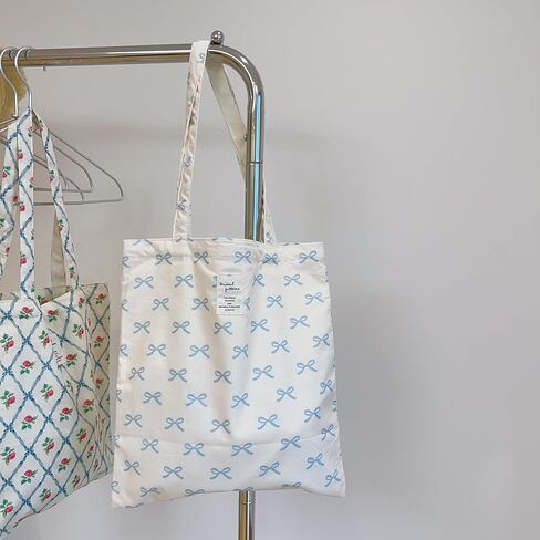 Bow Detail Canvas Tote, Spacious Shoulder Bag with Adjustable Strap, Casual Women's Purse in Saudi Arabia