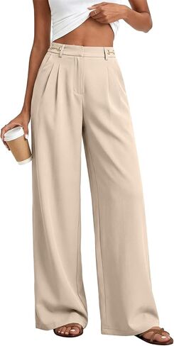 EVALESS Women Wide Leg Dress Pants High Waist Work Office Business Pleated Suit Palazzo Pants Casual Trousers Slacks in Saudi Arabia
