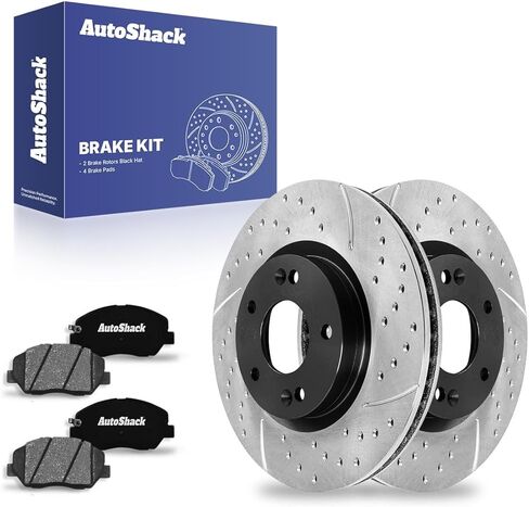 دوارات الفرامل ذات فتحات تهوية أمامية من AutoShack + وسادات سيراميك ممتازة طقم فرامل 6 قطع بديلة لسيارة Hyundai Santa Fe 2007-2009 11.73 بوصة (298 مم) in Saudi Arabia