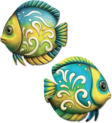 Putuo Decor Fish Wall Decor Set of 5, Metal Tropical Fish Wall Art for Indoor, Coastal Beach Metal Sea Hanging for Bathroom Living Room Patio, Ocean Nautical Beach House in Saudi Arabia