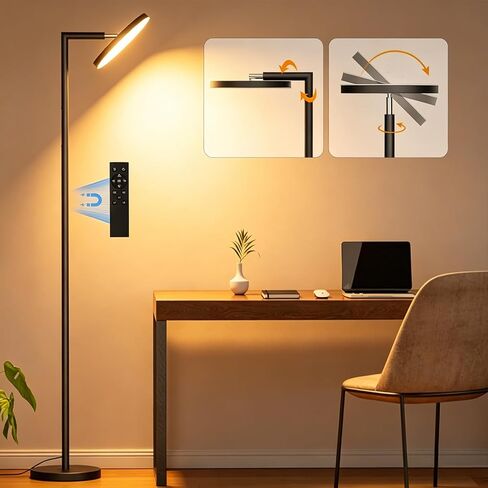 Upgraded Floor Lamps for Living Room, 32W 3000LM Super Bright LED Torchiere Floor Lamp with Remote & Touch Control, 69" Dimmable Tall Standing Lamp with 350°Rotating Head for Reading Office Bedroom in Saudi Arabia
