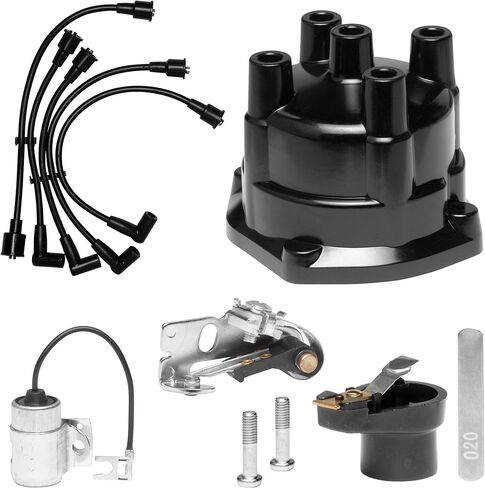RPS Distributor Cap, Rotor, Points, Condenser and Spark Plug Wires. Ignition Kit for Mercruiser 3.0 2.5 3.7 in Saudi Arabia