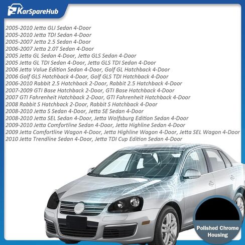 Headlights for 2005-2010 VW Jetta Sedan/06-09 VW GTI/Rabbit/09 VW Wagon, High/Low Beam W/Bulbs, DOES NOT FIT XENON/HID in Saudi Arabia