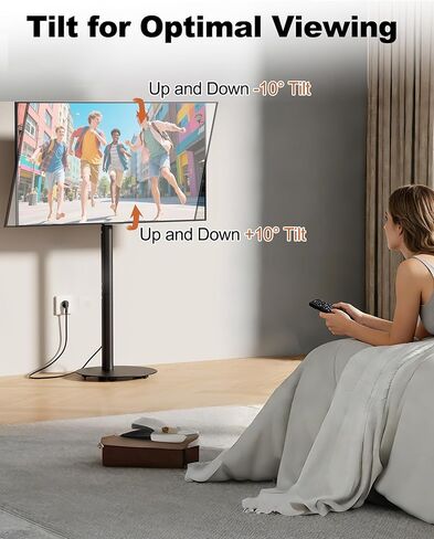 Rolling TV Stand for 32-55 Inch TVs up to 110 lbs, Tilting & Rotating Mobile TV Cart, Height Adjustable Portable TV Stand with Wheels for Business, Office, School, Max VESA 400x400mm (White) in Saudi Arabia