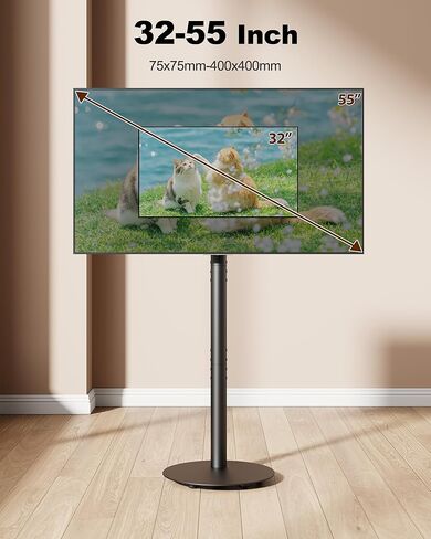 Rolling TV Stand for 32-55 Inch TVs up to 110 lbs, Tilting & Rotating Mobile TV Cart, Height Adjustable Portable TV Stand with Wheels for Business, Office, School, Max VESA 400x400mm (White) in Saudi Arabia