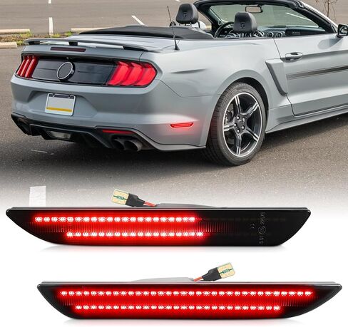 Red LED Side Marker Lights for Ford Mustang 2015-2023 Rear Bumper Fender Marker Reflectors, Smoked Black Len, 2PCS in Saudi Arabia