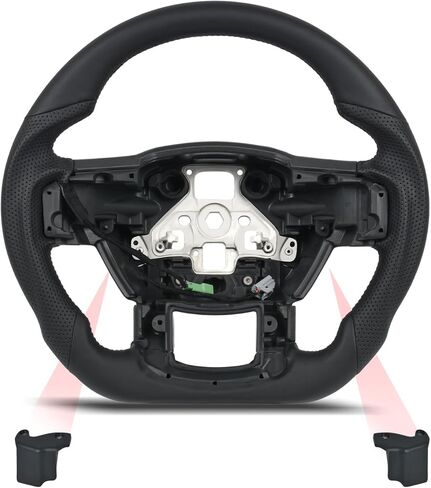 عجلة قيادة بيانو سوداء لسيارة Ford F-150 2015-2020 Raptor Lariat XLT، F-250 F-350 Super Duty 2017-2022، تتضمن أغطية ناقل الحركة، قاعدة مسطحة سوداء لامعة، بدون تدفئة in Kuwait