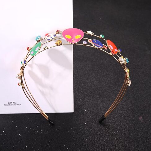 HEIDKRUEGER Alien Headband Cyberpunk Alien Costume Accessory Y2K Colors Space Bopper Headband for Women Men Cosplay Hair Hoop (Space Alien) in Saudi Arabia