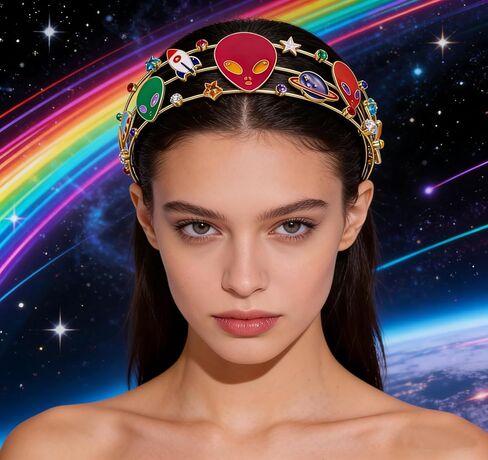 HEIDKRUEGER Alien Headband Cyberpunk Alien Costume Accessory Y2K Colors Space Bopper Headband for Women Men Cosplay Hair Hoop (Space Alien) in Saudi Arabia