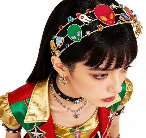 HEIDKRUEGER Alien Headband Cyberpunk Alien Costume Accessory Y2K Colors Space Bopper Headband for Women Men Cosplay Hair Hoop (Space Alien) in Saudi Arabia