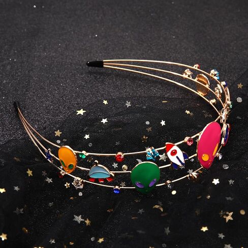 HEIDKRUEGER Alien Headband Cyberpunk Alien Costume Accessory Y2K Colors Space Bopper Headband for Women Men Cosplay Hair Hoop (Space Alien) in Saudi Arabia