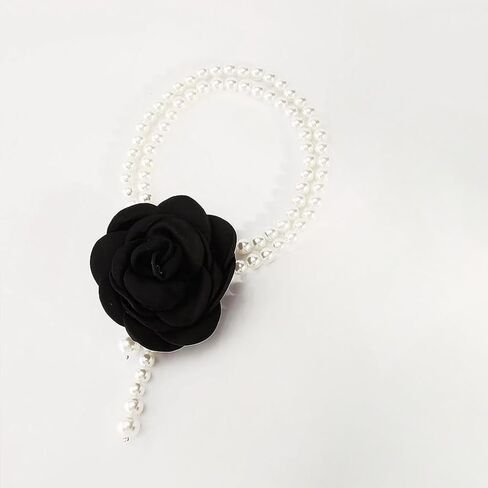 Layered Black Red Large Flower Choker Necklace for Women Vintage Statement Big Floral Beaded White Pearls Chain Collar Y Necklaces Jewelry Gift in Saudi Arabia
