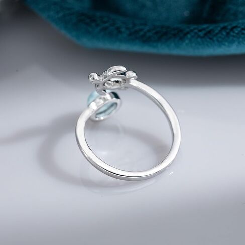 Turtle Ring 925 Sterling Silver Natural Larimar Open Ring Sea Beach Larimar Jewelry Gift for Women Lover in Saudi Arabia