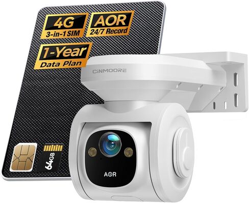 4G LTE Cellular Security Cameras Wireless Outdoor ، 2.5k No WiFi No WiFi Colaring Camera Powered Camera for Home Security ، PTZ AI Color Color Vision ، SIM/64GB SD ، ColdProof ، AOR 24/7 Recording in Saudi Arabia