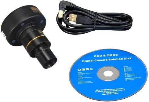OMAX - M83EZ-C50U 40X-2500X Trinocular Digital Compound Microscope with 5 MP Digital Camera & AmScope BS-50P-100S-22 Pre-Cleaned Blank Ground Edge Glass Microscope Slides and 100pc in Saudi Arabia