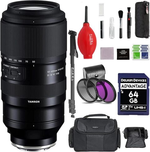 Tamron 50-400mm f/4.5-6.3 Di III VC VXD Lens for Sony E with Advanced Accessory and Travel Bundle | Tamron 6 Year USA Warranty | AFA067S-700 | Tamron 50-400mm Sony E in Saudi Arabia