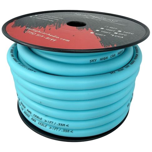 50 ft CCA 1/0 Gauge Oversized RED Power Ground Wire Sky High Car Audio in Kuwait