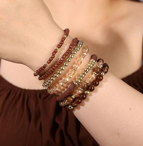 Sither Heishi Clay Bead الأساور حزمة للنساء البوهيمي الصداقة كريستال تمتد أساور مجموعة تكويم الذهب الخرز أساور مجوهرات للهدايا in Saudi Arabia
