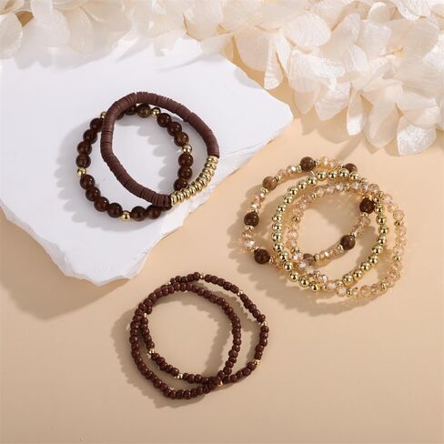 Sither Heishi Clay Bead الأساور حزمة للنساء البوهيمي الصداقة كريستال تمتد أساور مجموعة تكويم الذهب الخرز أساور مجوهرات للهدايا in Saudi Arabia