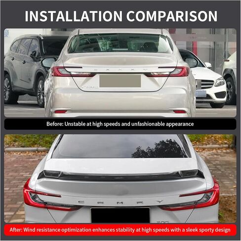 جناح سبويلر خلفي لسيارة Toyota Camry 9th Gen 2024 2025 2026 (R Style) LE XLE SE XSE، جناح سبويلر خلفي، ملحقات خارجية، قطعة واحدة (أسود لامع) in Kuwait