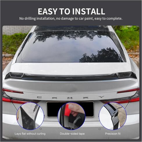 جناح سبويلر خلفي لسيارة Toyota Camry 9th Gen 2024 2025 2026 (R Style) LE XLE SE XSE، جناح سبويلر خلفي، ملحقات خارجية، قطعة واحدة (أسود لامع) in Kuwait