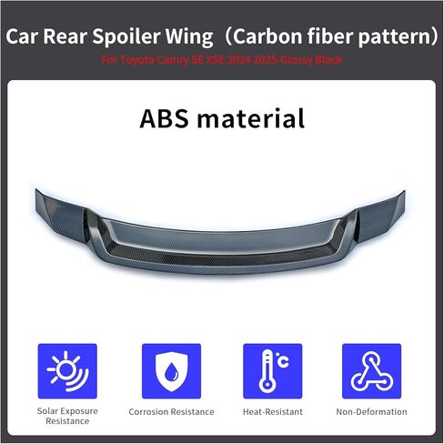 جناح سبويلر خلفي لسيارة Toyota Camry 9th Gen 2024 2025 2026 (R Style) LE XLE SE XSE، جناح سبويلر خلفي، ملحقات خارجية، قطعة واحدة (أسود لامع) in Kuwait