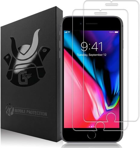 G-Armor 2 Pack Screen Protector for iPhone 8 Plus, 7 Plus, 6s Plus and 6 Plus - Tempered Glass Screen Saver, Phone Case Friendly, Lifetime Replacement, Protective Screen Cover for 5.5 Inch iPhones in Saudi Arabia