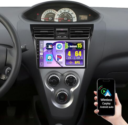ستيريو سيارة 2+64 جيجابايت أندرويد 13 لسيارة Toyota Vios Yaris 2007-2012 مع راديو Apple CarPlay Android Auto، Hikity 9 بوصة تعمل باللمس بلوتوث FM HiFi GPS Navigation WiFi كاميرا احتياطية وميكروفون in Kuwait