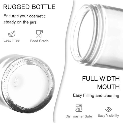 2 oz Glass Jars with Lids, Bumobum 3 pack Clear Small Jar with White Lids, Blank Labels & Inner Liners, 60 ml Empty Round Cosmetic Containers for Sample, Powder, Cream, Lotion, Spice in Saudi Arabia