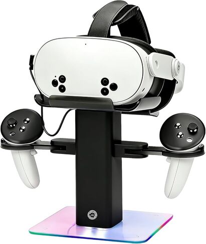 حامل شحن عمودي SOTY RGB لـ Meta Quest 3S، حامل تخزين لسماعات الرأس ووحدة التحكم Quest 3S/Quest 3/Quest 2، حامل عرض ضوء RGB، ملحقات Meta VR in Kuwait