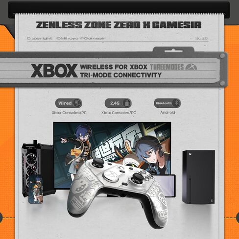 وحدة تحكم الألعاب اللاسلكية GameSir G7 Pro - مرخصة رسميًا لأجهزة Xbox Series X|S وXbox One وWindows PC وAndroid وعصا التحكم TMR ومعدل الاقتراع 1000 هرتز وقاعدة الشحن - إصدار Zenless Zone Zero in Kuwait
