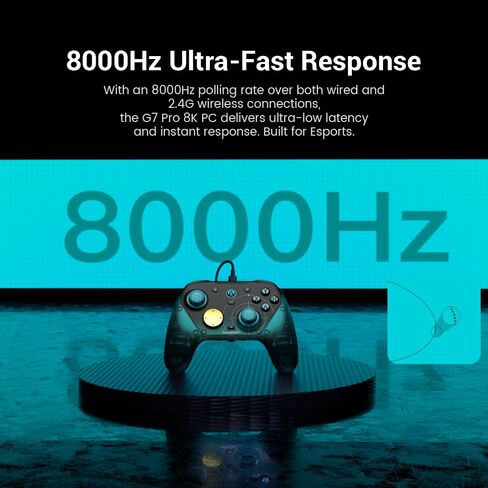 وحدة تحكم لاسلكية GameSir G7 Pro 8K للكمبيوتر الشخصي، إصدار Aimlabs - معدل اقتراع 8000 هرتز سلكي و2.4 جيجا، عصا تحكم TMR مضادة للالتصاق، مشغلات تناظرية لتأثير Hall، لوحة ألعاب للرياضات الإلكترونية لأجهزة الكمبيوتر التي تعمل بنظام Windows مع صوت 3.5 مم in Kuwait