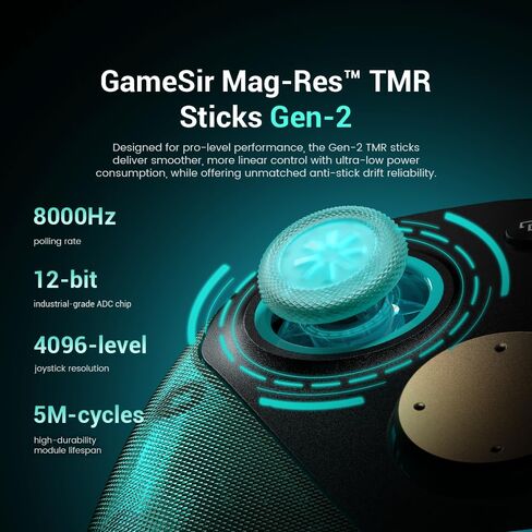 وحدة تحكم لاسلكية GameSir G7 Pro 8K للكمبيوتر الشخصي، إصدار Aimlabs - معدل اقتراع 8000 هرتز سلكي و2.4 جيجا، عصا تحكم TMR مضادة للالتصاق، مشغلات تناظرية لتأثير Hall، لوحة ألعاب للرياضات الإلكترونية لأجهزة الكمبيوتر التي تعمل بنظام Windows مع صوت 3.5 مم in Kuwait