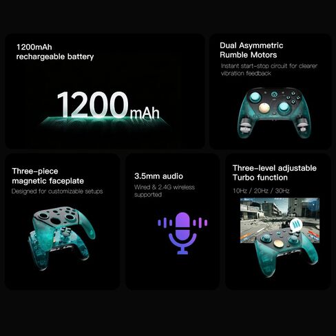 وحدة تحكم لاسلكية GameSir G7 Pro 8K للكمبيوتر الشخصي، إصدار Aimlabs - معدل اقتراع 8000 هرتز سلكي و2.4 جيجا، عصا تحكم TMR مضادة للالتصاق، مشغلات تناظرية لتأثير Hall، لوحة ألعاب للرياضات الإلكترونية لأجهزة الكمبيوتر التي تعمل بنظام Windows مع صوت 3.5 مم in Kuwait
