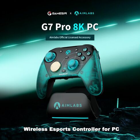 وحدة تحكم لاسلكية GameSir G7 Pro 8K للكمبيوتر الشخصي، إصدار Aimlabs - معدل اقتراع 8000 هرتز سلكي و2.4 جيجا، عصا تحكم TMR مضادة للالتصاق، مشغلات تناظرية لتأثير Hall، لوحة ألعاب للرياضات الإلكترونية لأجهزة الكمبيوتر التي تعمل بنظام Windows مع صوت 3.5 مم in Kuwait