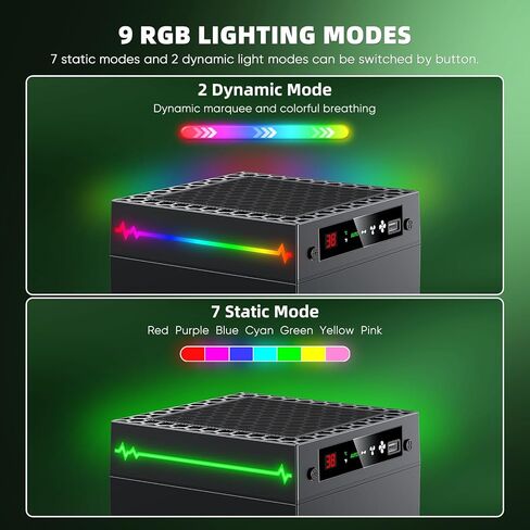 مروحة تبريد تلقائية لسلسلة Xbox X مع شاشة عرض لدرجة الحرارة LED و9 أوضاع إضاءة RGB، نظام تبريد ذكي قابل للتعديل حرارياً لـ Xbox Series X، مفتاح تبريد وإضاءة منفصل، خطاف سماعة رأس، منفذ USB in Kuwait