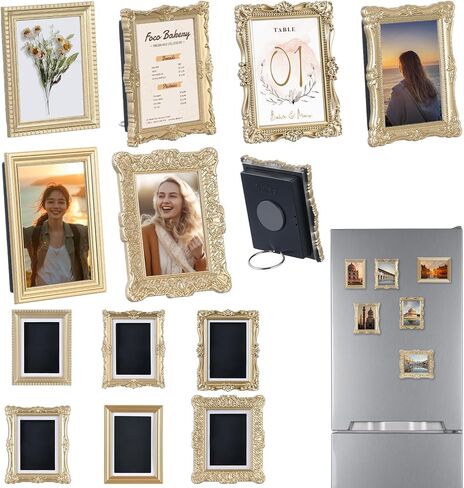 20 Pcs Vintage Mini Picture Frames for 2.5"x3.5" Wallet Size Picture DIY Magnetic Fridge Magnets Small Gold Ornate Photo Frame Antique Table Decor for Wedding Menu(Vintage) in Saudi Arabia